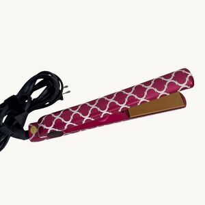 CHI Metallic Pink Trellis Tourmaline Ceramic Hairstyling Iron 1” Multi Tempature